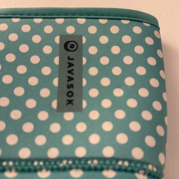Javasok Teal polka dot Turquoise Koozie Drink Holder OC3 - Picture 2 of 2